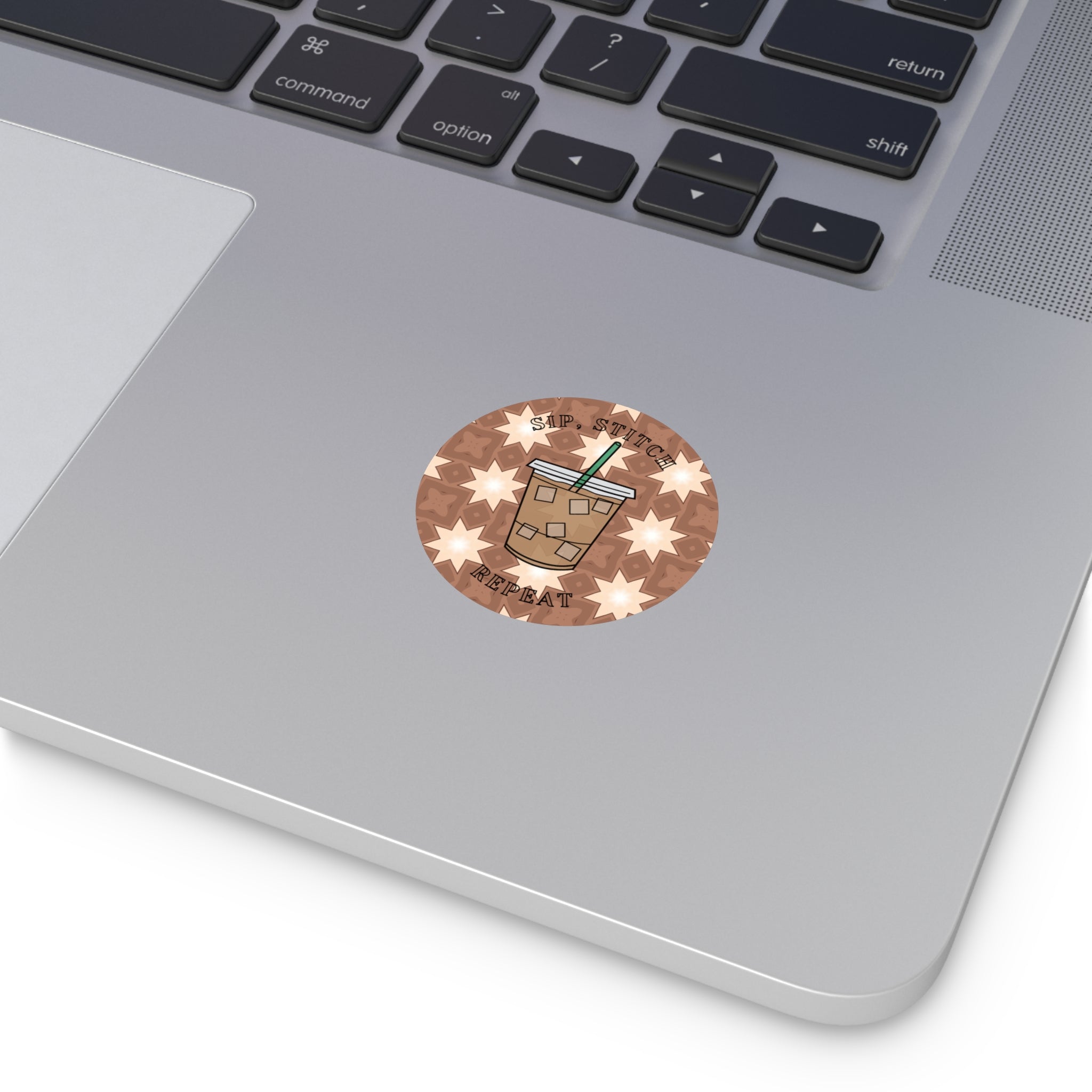 Sip, Stitch, Repeat Round Sticker